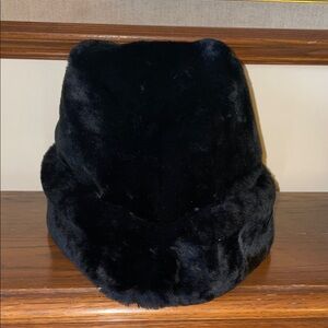 Black Shearling Mouton fur hat vintage Canada